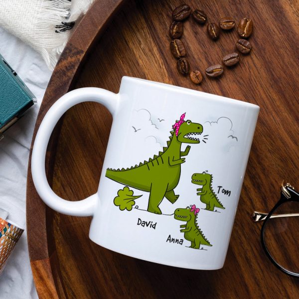 You Fart Too Much But I Still Love You, Personalized Mug, Gift For Mom, Mother's Day Gift, Dinosaur Mom And Kids Mug