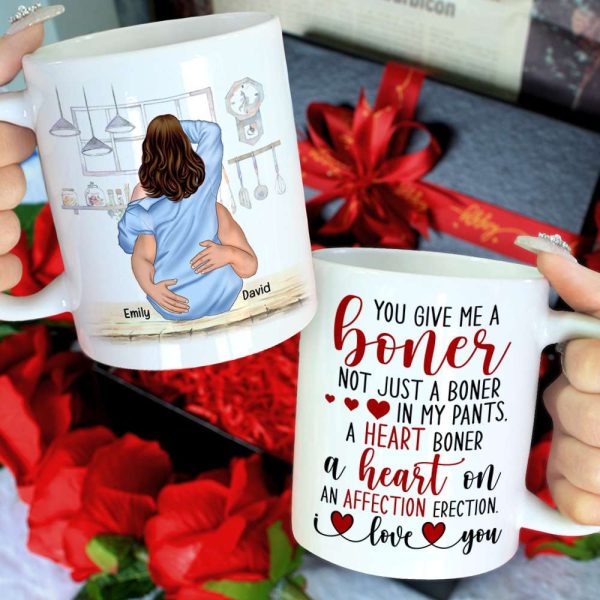 You Give Me A Boner, Couple Make Love White Mug You Give Me A Boner, Couple Make Love White Mug