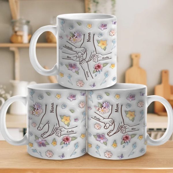 You Hold My Hand, Also My Heart - Family Personalized Custom 3D Inflated Effect Printed Mug - Gift For Mom, Grandma You Hold My Hand, Also My Heart - Family Personalized Custom 3D Inflated Effect Printed Mug - Gift For Mom, Grandma