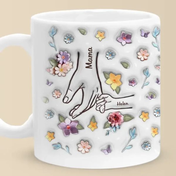 You Hold My Hand, Also My Heart - Family Personalized Custom 3D Inflated Effect Printed Mug - Gift For Mom, Grandma You Hold My Hand, Also My Heart - Family Personalized Custom 3D Inflated Effect Printed Mug - Gift For Mom, Grandma