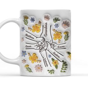 You Hold Our Hands, Also Our Hearts - Personalized 3D Inflated Effect Ceramic Mug - Gift For Mom, Grandma, Mothers Day | NA94