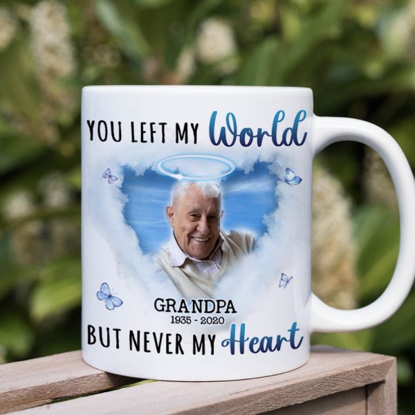 You Left My World But Never My Heart, Custom Photo Coffee Mug, Heaven Gift, Memorial Gifts You Left My World But Never My Heart, Custom Photo Coffee Mug, Heaven Gift, Memorial Gifts