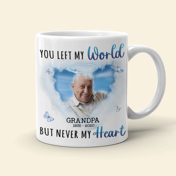 You Left My World But Never My Heart, Custom Photo Coffee Mug, Heaven Gift, Memorial Gifts You Left My World But Never My Heart, Custom Photo Coffee Mug, Heaven Gift, Memorial Gifts