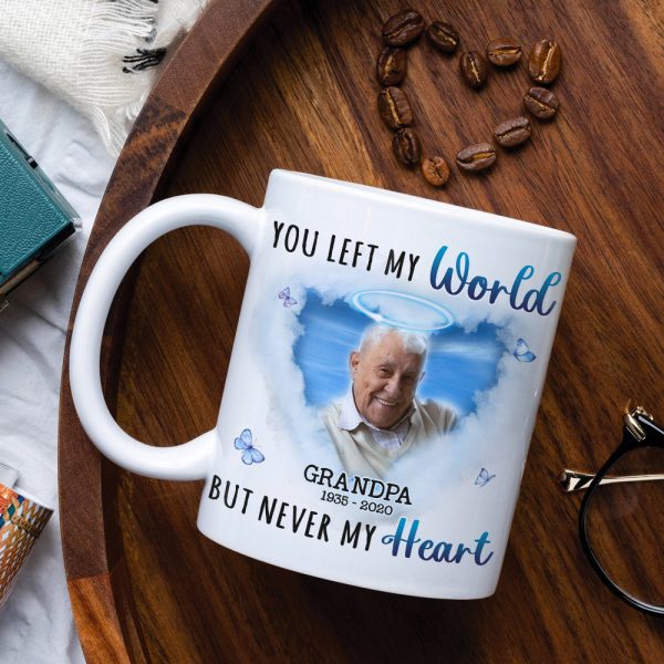 You Left My World But Never My Heart, Custom Photo Coffee Mug, Heaven Gift, Memorial Gifts You Left My World But Never My Heart, Custom Photo Coffee Mug, Heaven Gift, Memorial Gifts