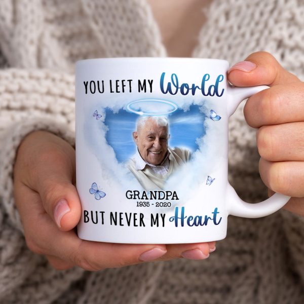 You Left My World But Never My Heart, Custom Photo Coffee Mug, Heaven Gift, Memorial Gifts You Left My World But Never My Heart, Custom Photo Coffee Mug, Heaven Gift, Memorial Gifts