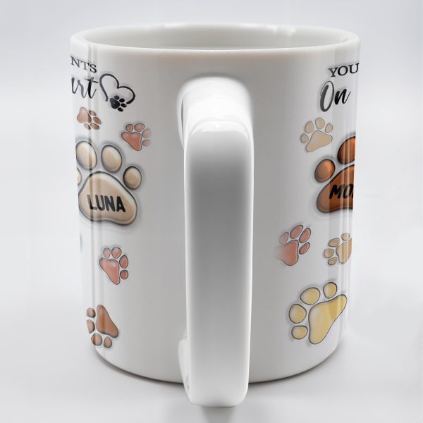 You Left Paw Prints On My Heart, Paw Prints and Custom Names - Personalized Custom Coffee Mug - PME059_MG You Left Paw Prints On My Heart, Paw Prints and Custom Names - Personalized Custom Coffee Mug - PME059_MG