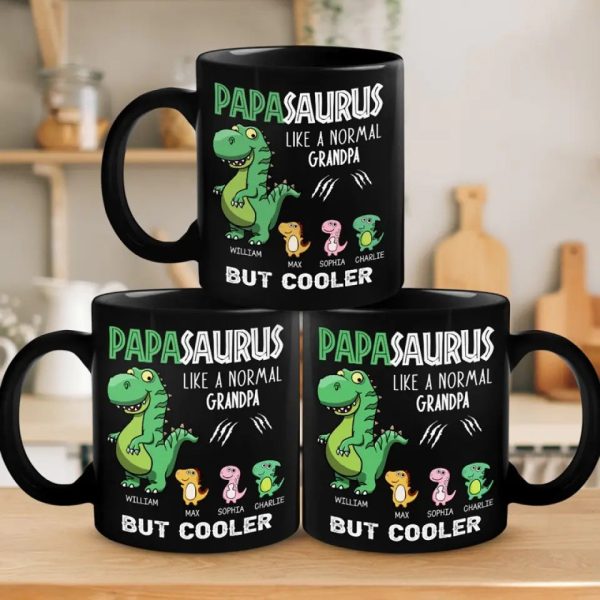 You Look Cooler And More Roarsome - Family Personalized Custom Black Mug - Father's Day, Gift For Dad, Grandpa You Look Cooler And More Roarsome - Family Personalized Custom Black Mug - Father's Day, Gift For Dad, Grandpa