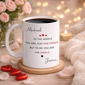 You Make My World Complete White Ceramic Mug, Sweet Love Quote Design, Unique Creative Gift for Him or Her
