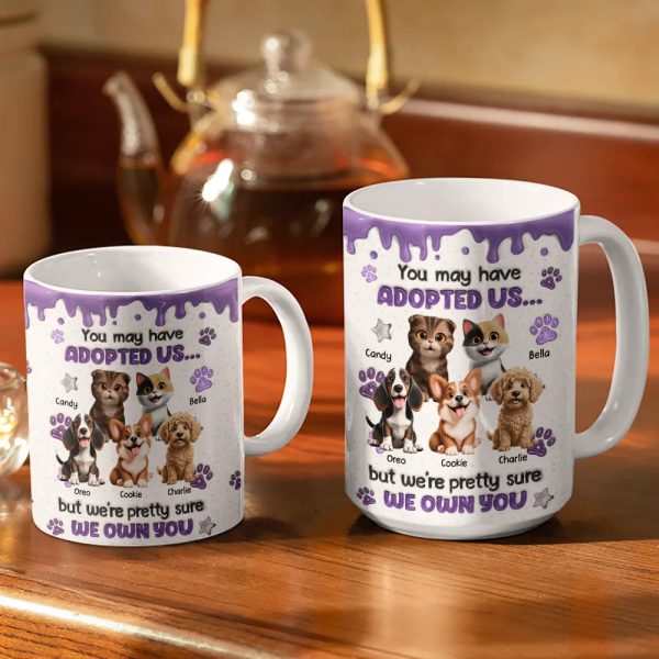 You May Have Adopted Us 3D Effect Dog Cat - Personalized White Edge-to-Edge Mug You May Have Adopted Us 3D Effect Dog Cat - Personalized White Edge-to-Edge Mug