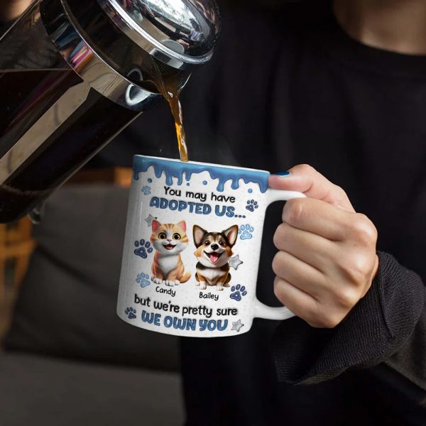 You May Have Adopted Us 3D Effect Dog Cat - Personalized White Edge-to-Edge Mug You May Have Adopted Us 3D Effect Dog Cat - Personalized White Edge-to-Edge Mug