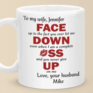 You Never Give Up On Me - Couple Personalized Custom Mug - Christmas Gift For Husband Wife, Anniversary