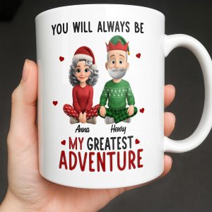 You Will Always Be My Greatest Adventure With Hearts And Santa Hats - Personalized Custom Coffee Mug - CPL1035_MG