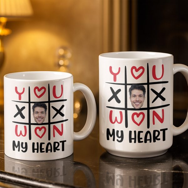 You Won My Heart With Tic-Tac-Toe And Hearts - Personalized Custom Coffee Mug - CPL1346_MG