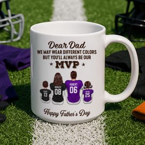 You'll Always Be My MVP Divided Funny Gift For American Football Dad Personalized Mug