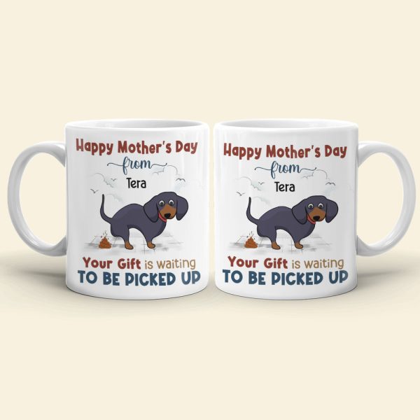 Your Gift Is Waiting To Be Picked Up, Personalized Mug, Gift For Dog Mom, Mother's Day Gift, Chibi Dogs