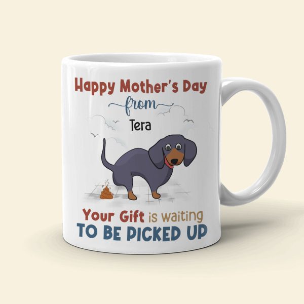 Your Gift Is Waiting To Be Picked Up, Personalized Mug, Gift For Dog Mom, Mother's Day Gift, Chibi Dogs