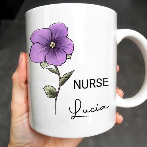 Your Job and Your Name, Flower Design - Personalized Custom Coffee Mug - GRAD273_MG