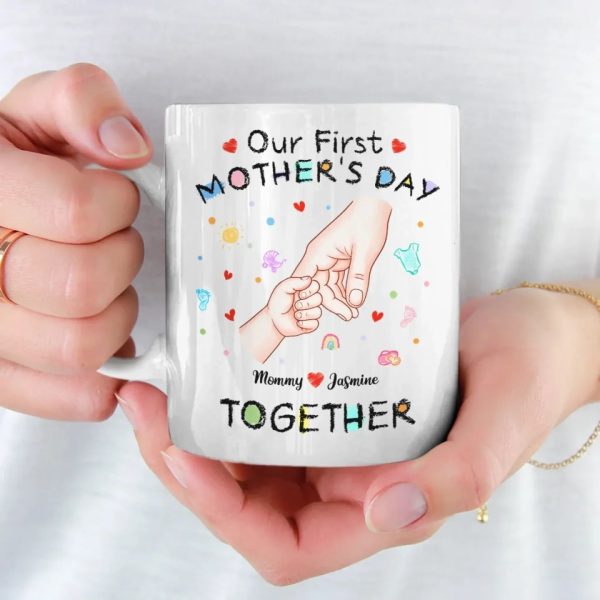 Your Tiny Hand, My Whole Heart - Family Personalized Custom Mug - Mother's Day, Baby Shower Gift, Gift For First Mom Your Tiny Hand, My Whole Heart - Family Personalized Custom Mug - Mother's Day, Baby Shower Gift, Gift For First Mom