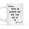 You're an Awesome Wife Custom White Ceramic Mug Personalized Gift for Her from Husband You're an Awesome Wife Custom White Ceramic Mug Personalized Gift for Her from Husband