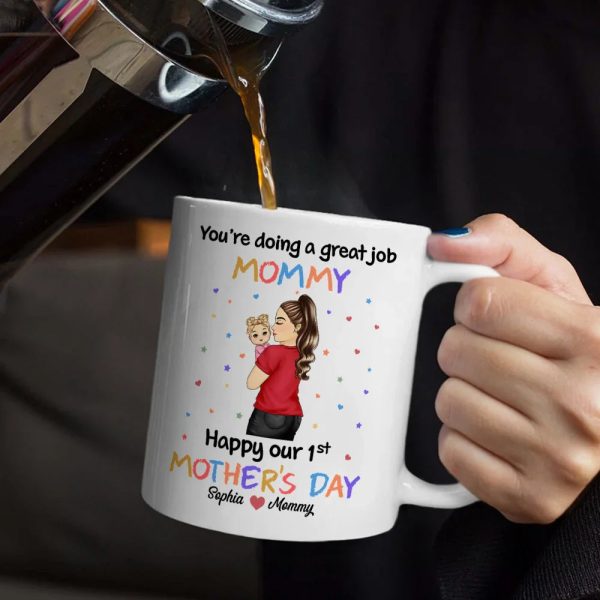 You're Doing a Great Job Mommy Personalized Two-Tone Mug, Happy Mother's Day Gift For Wife, Heartfelt Gift for New Moms, Customizable White Ceramic Mug & Two-Tone Mug You're Doing a Great Job Mommy Personalized Two-Tone Mug, Happy Mother's Day Gift For Wife, Heartfelt Gift for New Moms, Customizable White Ceramic Mug & Two-Tone Mug