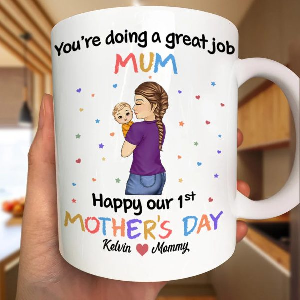 You're Doing a Great Job Mommy Personalized Two-Tone Mug, Happy Mother's Day Gift For Wife, Heartfelt Gift for New Moms, Customizable White Ceramic Mug & Two-Tone Mug You're Doing a Great Job Mommy Personalized Two-Tone Mug, Happy Mother's Day Gift For Wife, Heartfelt Gift for New Moms, Customizable White Ceramic Mug & Two-Tone Mug