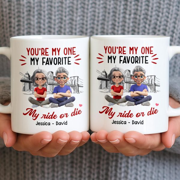 You're My One My Favorite My Ride Or Die, Couple And City Skyline - Personalized Custom Coffee Mug - CPL1028_MG