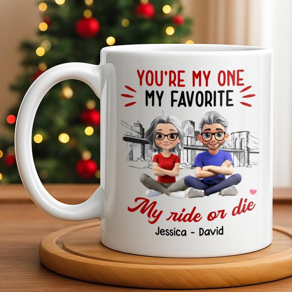 You're My One My Favorite My Ride Or Die, Couple And City Skyline - Personalized Custom Coffee Mug - CPL1028_MG