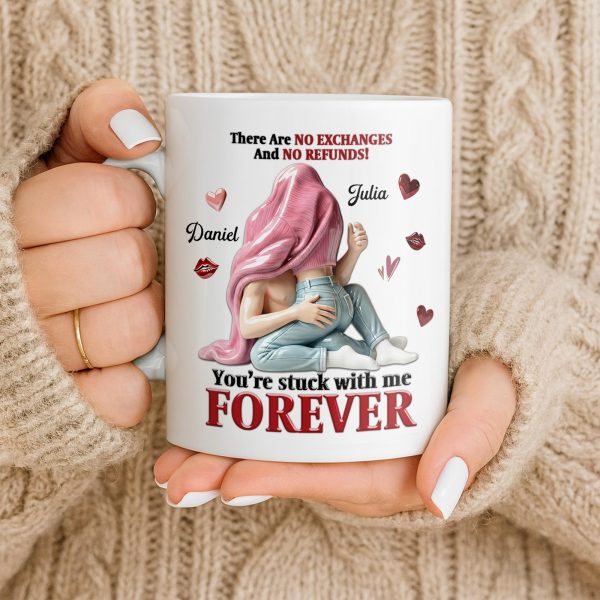 You're Stuck With Me Forever, Hearts and Lips - Personalized Custom Coffee Mug - CPL1334_MG