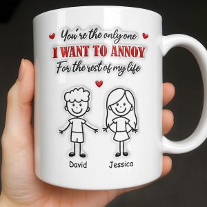 You're The Only One I Want To Annoy, Stick Figures And Hearts - Personalized Custom Coffee Mug - CPL1365_MG