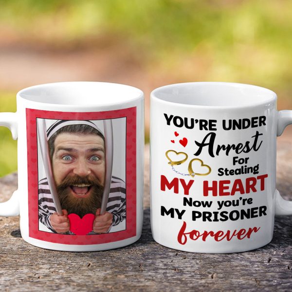 You're Under Arrest For Stealing My Heart, Couple Gift, Personalized Mug, Prisoner Custom Photo Couple Mug You're Under Arrest For Stealing My Heart, Couple Gift, Personalized Mug, Prisoner Custom Photo Couple Mug