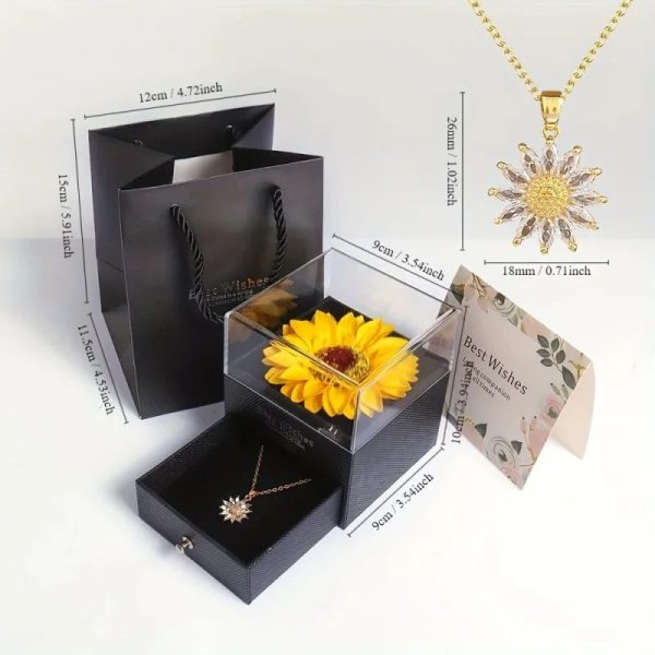 Zircon Sunflower Pendant Necklace Gift Set Zircon Sunflower Pendant Necklace Gift Set