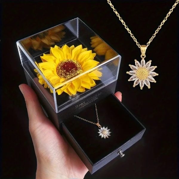 Zircon Sunflower Pendant Necklace Gift Set Zircon Sunflower Pendant Necklace Gift Set