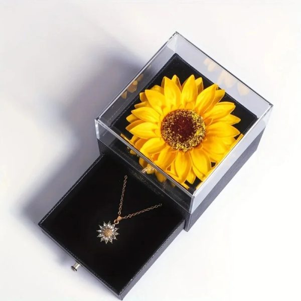 Zircon Sunflower Pendant Necklace Gift Set Zircon Sunflower Pendant Necklace Gift Set