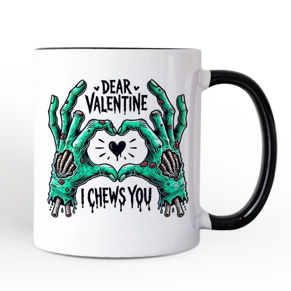 Zombie Valentine Hands I Chews You Personalized Mug, Funny Horror Spring Gift with Custom Name Zombie Valentine Hands I Chews You Personalized Mug, Funny Horror Spring Gift with Custom Name